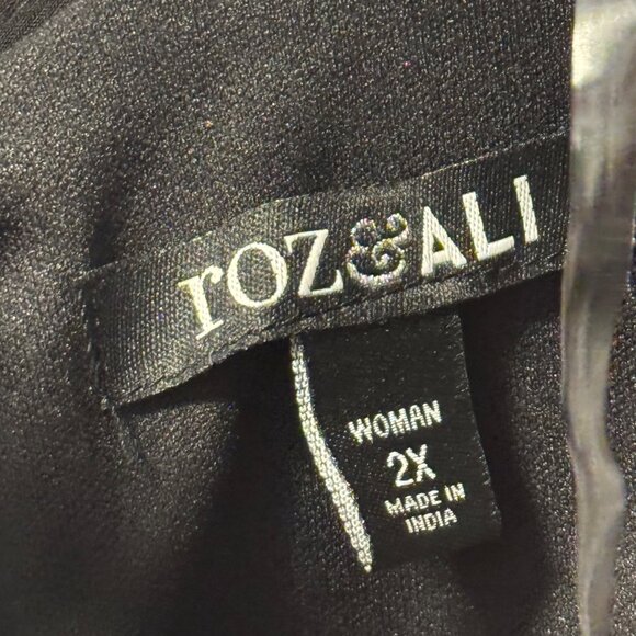 Roz & Ali Womens Cold Shoulder Top Sz 2X With Embellished Neckline black top - Picture 3 of 12